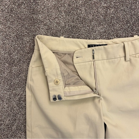 Theory Womens Izelle Chino Pants Size 4 Beige 30" inseam Stretch Made in USA EUC - Picture 4 of 16